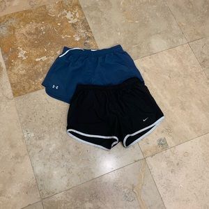 2 pairs of running shorts - Nike/Under Armour